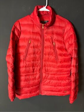 Lauren Ralph Lauren Bright Red Quilted Packable Puffer Jacket-Medium